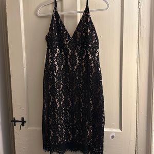 Lulus Black lack mini dress with slit